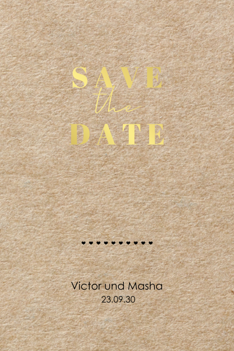 Save the Date Karte mit schwarzem Hochglanz auf Kraftoptik