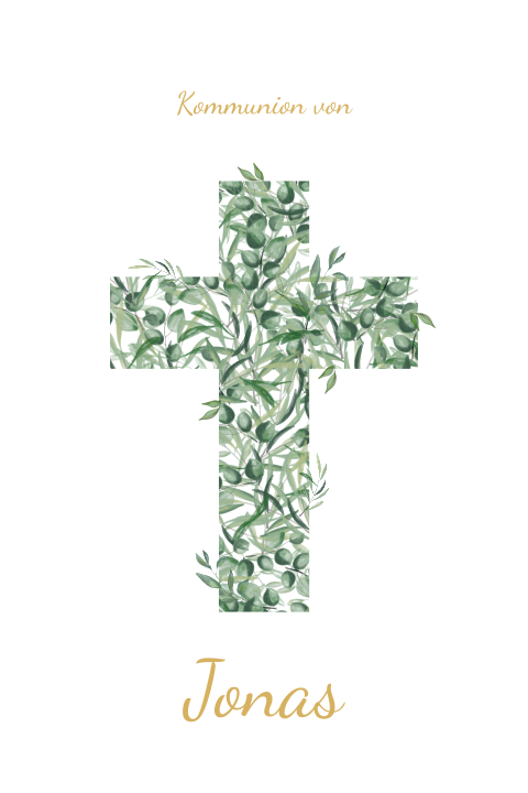 Kommunionseinladung mit Blätterkreuz