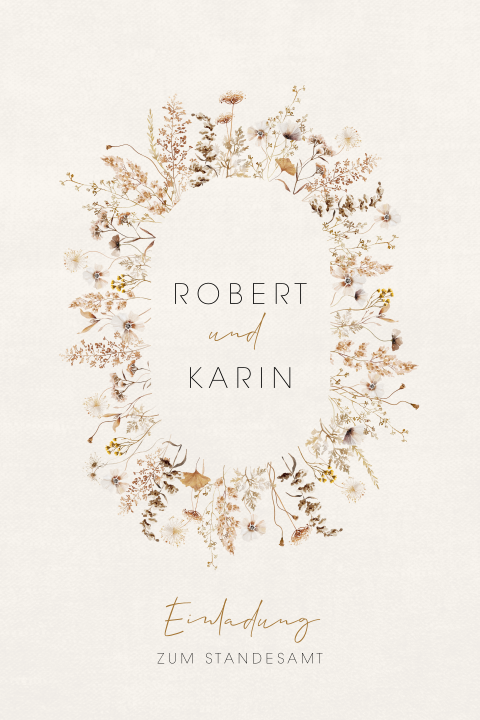 Vintage Einladung Standesamt mit Feldblumen