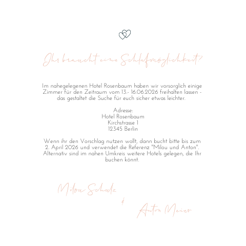 Einlegeblatt mit Herzen und Samtoptik