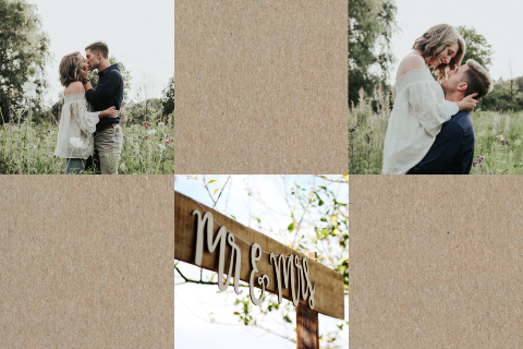 Kraftlook Hochzeitseinladung mit drei Fotos