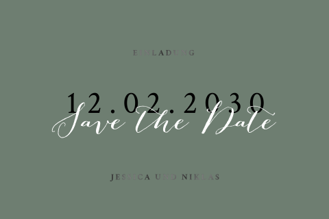 Dezente Save the date Karte in Grün mit Silberfolie
