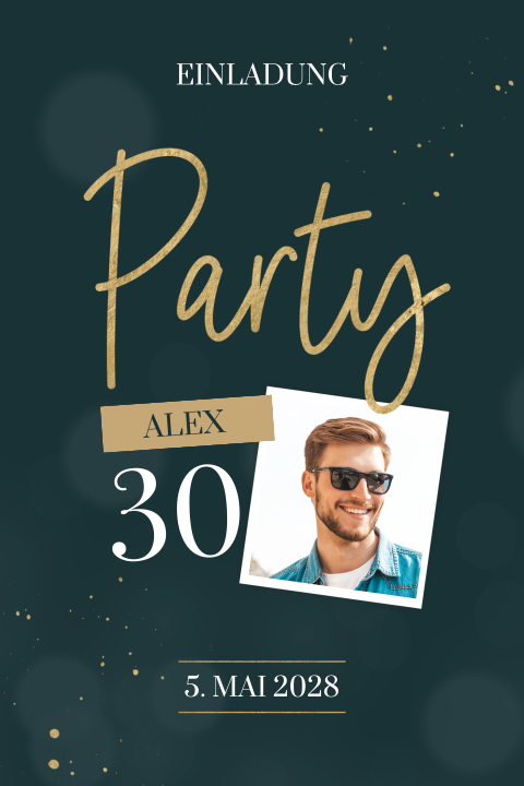 Trendige Einladung zum Geburtstag mit Fotos