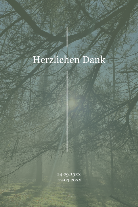  Stilvolle Trauer-Dankeskarte mit Kreuz herzlichen Dank