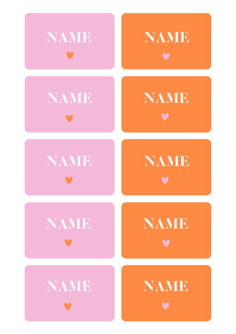 Typografische Namenskarten mit Colourblocking
