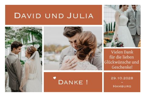 Personalisierbare Magnetkarte als Danksagung Hochzeit