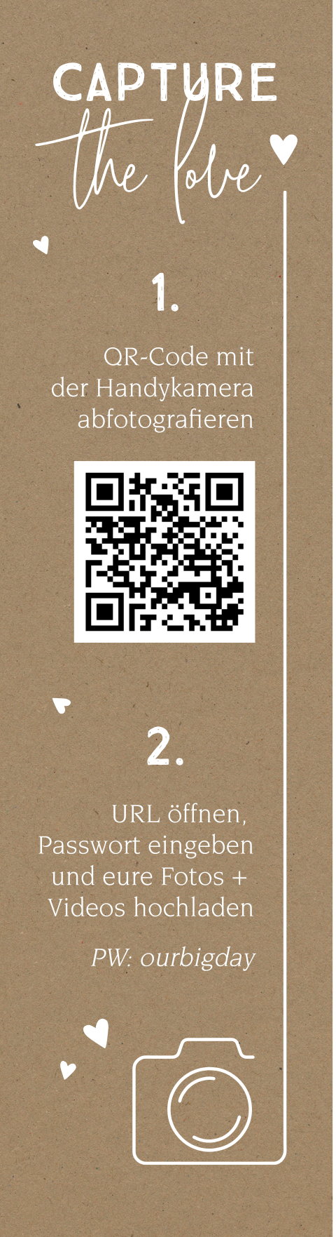 Fotostreifenkarte mit QR-Code im Kraftpapier-Look, im Set von 4 Stück