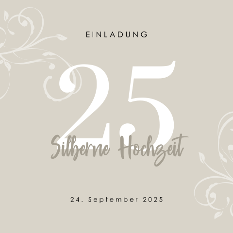 Klassische Einladung zur Silberhochzeit mit Foto und beigefarben