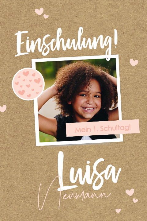 Einschulungkarte im Kraftlook mit Fotos