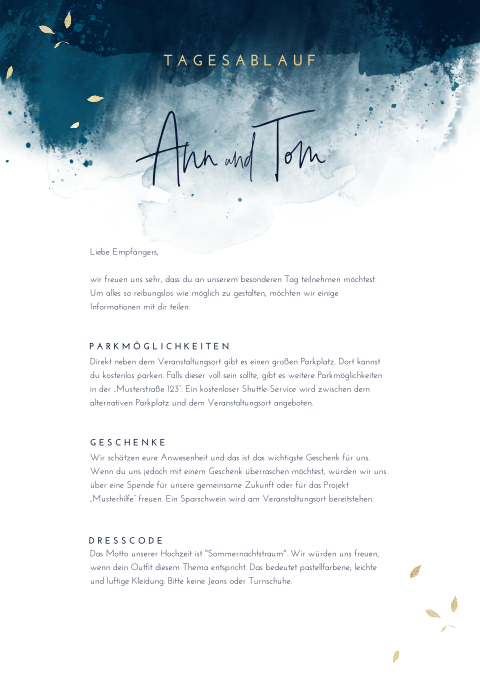 Einleger A4 mit blauen Pinselstrichen