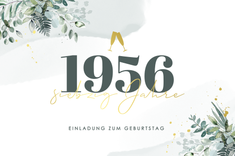 Stilvolle Einladung zum 70. Geburtstag mit Zweigen und Blättern