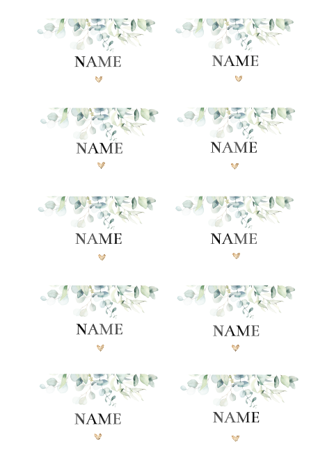 Botanische Namenskarten mit Herzchen