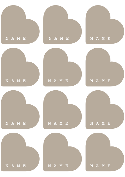 Herzförmige Namenskarten Herzen Kraftlook | 6,5x6,5 CM | 12 Stück