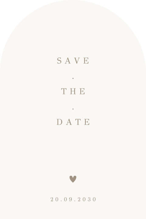 Save the Date Karte in Bogenform mit Initialen in Beige