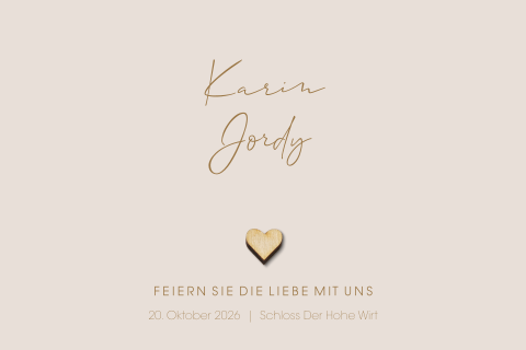 Einladung Standesamt zur Hochzeit mit Herzchen | Opt. Holzherz