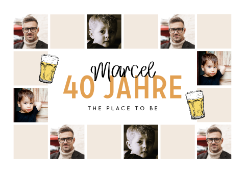 Tischset 40. Geburtstag mit vielen Fotos und Bierglas