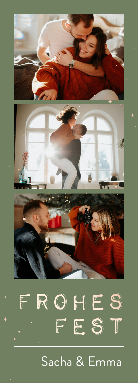 Moderne Weihnachtskarte mit Rosegoldelementen | Set von 3 Stück