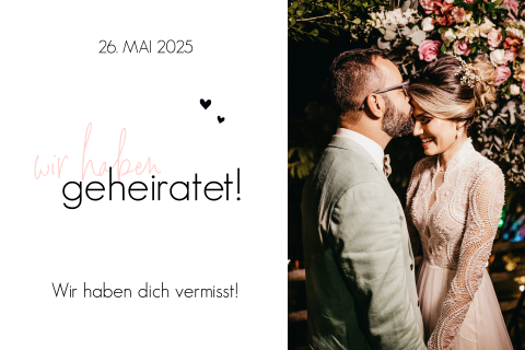Stilvolle Wir haben geheiratet-Karte mit eigenem Paarfoto