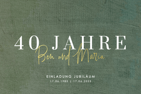 Moderne Einladung zum 40. Jahrestag mit grünem Hintergrund