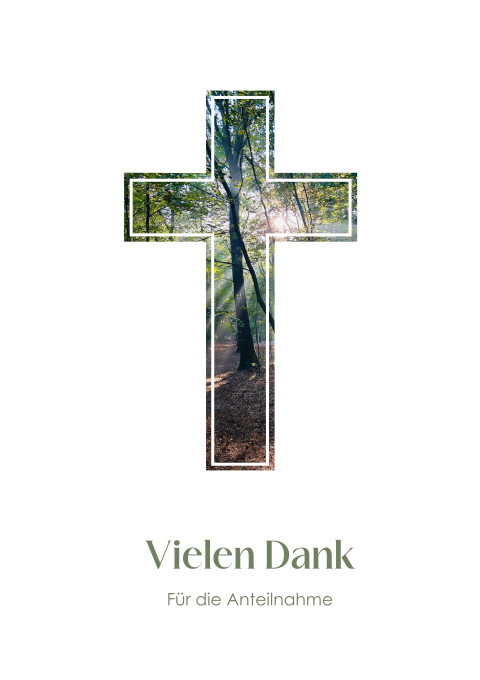 Trauerdanksagung Klappkarte mit einem kreuzförmigen Foto