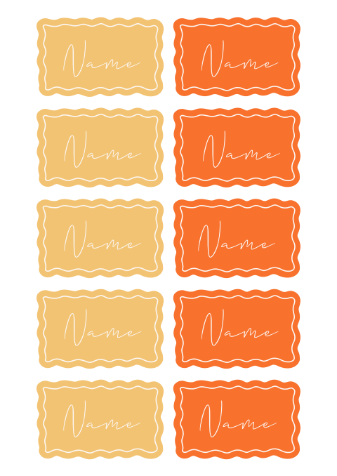 Sommerliche Namenskarten in Gelb und Orange | 5x8 CM