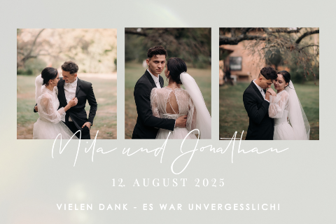 Dankeskarte Hochzeit Acryl drei Fotos