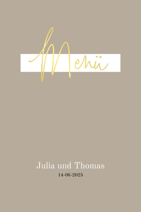 Menükarte mit schwarzem Hochglanz und beiger Hintergrund