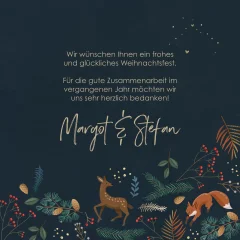 Ausgefallene Weihnachtskarte mit Tieren und Blättern