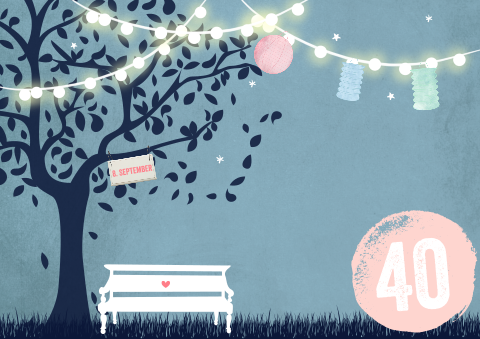 Tischset zum 40. Geburtstag mit Lichterkette