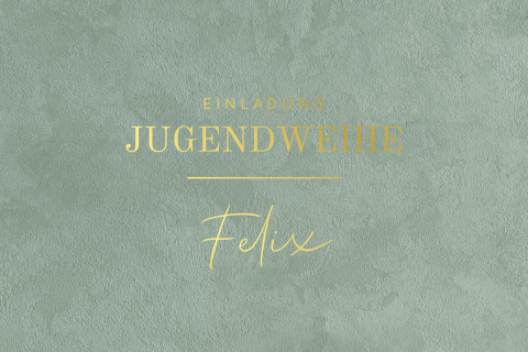 Einladung zur Jugendweihe mit Goldfolie und Samtlook