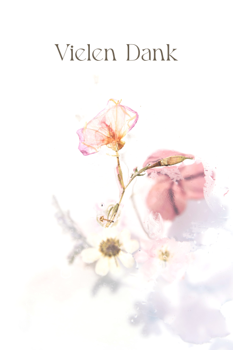 Zarte Trauer Danksagungskarte mit Blumen und Aquarelloptik