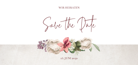 Vintage Save the Date mit Blumen