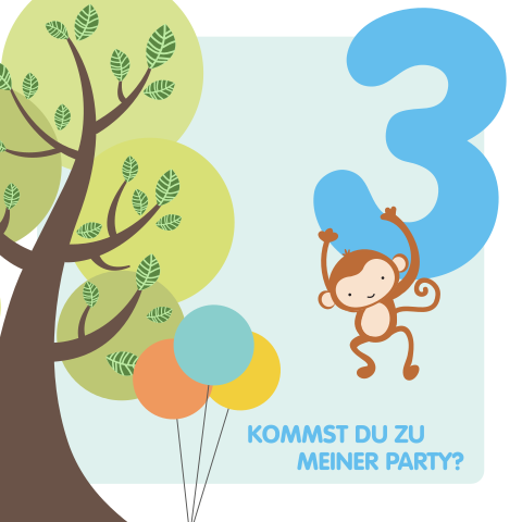 Einladung für Jungen mit Affe und Baum