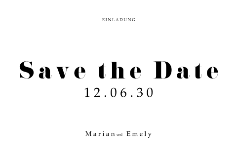 Moderne Save the date Karte in Schwarz und Weiß