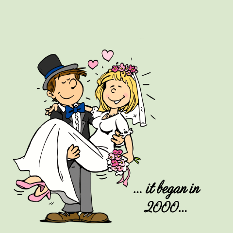 Jubiläumskarte mit Cartoon