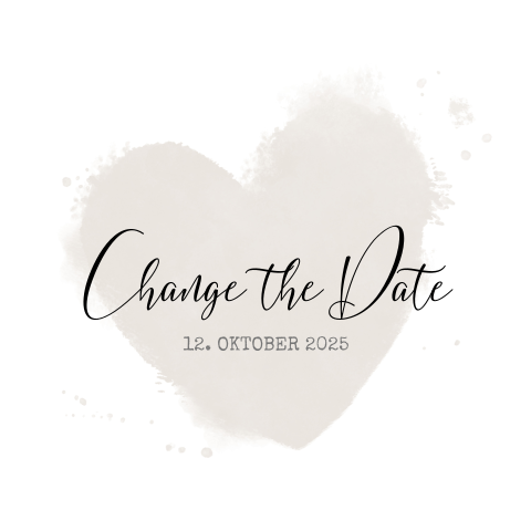 Kreative Change the Date Karte mit stilvollem Aquarell-Herz