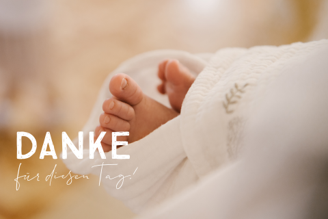 Elegante Dankeskarte Taufe mit großem Foto