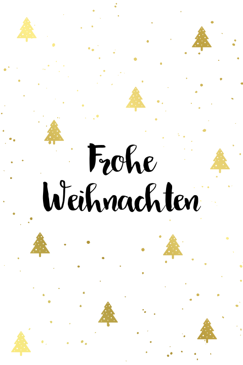 Weihnachtskarte im Hochformat mit goldenen Weihnachtsbäumen