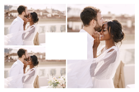 Hochzeitseinladung rechteckig mit Fotocollage, selbst gestalten