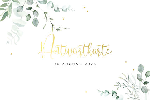 Schöne Antwortkarte mit Eukalyptus im Greenery-Look