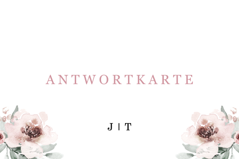 Hochzeit Antwortkarte mit romantischen Blumen und puderrosa Schrift