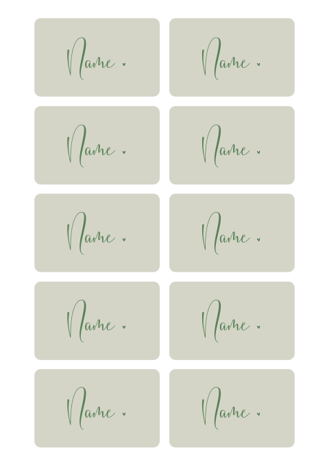 Grüne Namenskarten mit eleganter Schrift