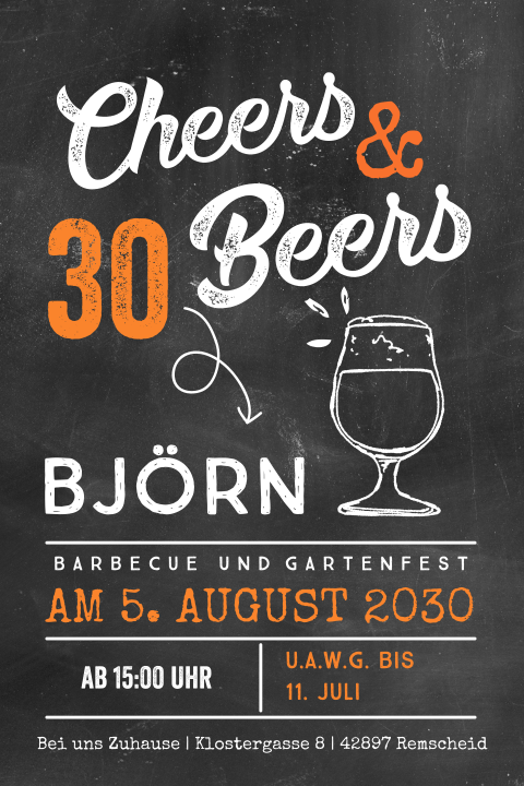 Cheers & Beers witzige Einladung zum 30 Geburtstag