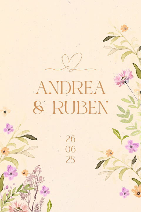 Hochzeitseinladung im Vintagelook mit Blumen