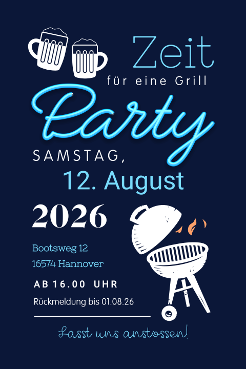 Einladung zur Grillparty im Sommer im modernen Look