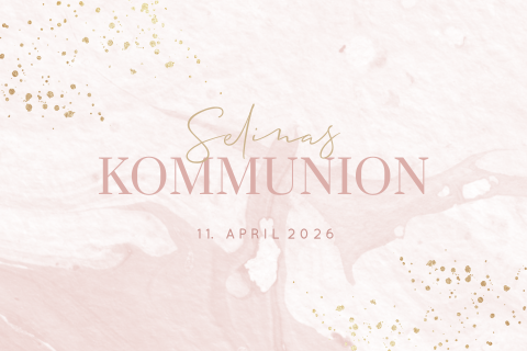 Einladung zur Kommunion im Aquarell-Look mit Goldelementen