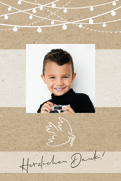 Dankeskarte zur Kommunion mit Foto und Kraftpapier-Optik