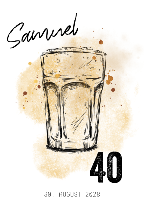 Geburtstagseinladung zum 40 mit goldenen Spritzern