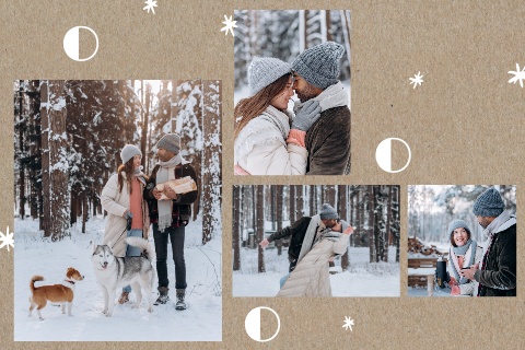 Kraftlook-Weihnachtskarte mit schönem Text und Fotos