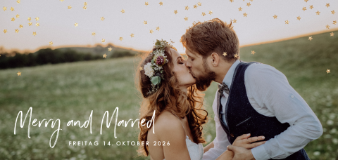 Panorama-Weihnachtskarte "Merry and Married"
